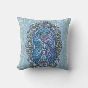 Ornate Blue & Teal Mandala Design Cushion