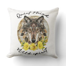 Ornate Boho Wolf with Yellow Flowers