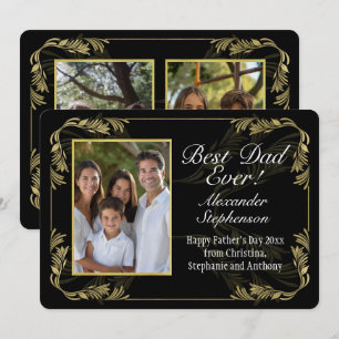 Ornate Border Best Dad Ever Fathers Day 3 Photo Card