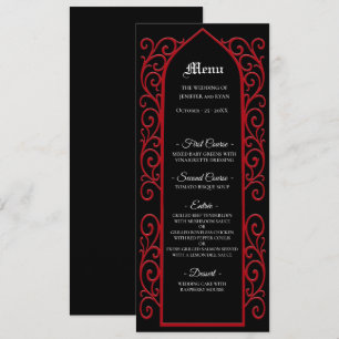 Ornate border black and red Gothic Wedding Menu