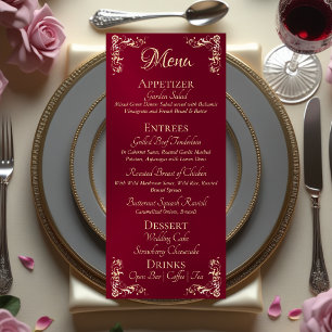Ornate Border & Heart Monogram - Burgundy Menu