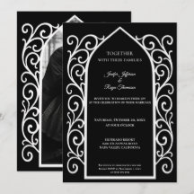 Ornate border Photo Gothic wedding Invitation