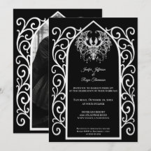 Ornate border Photo Gothic wedding Invitation