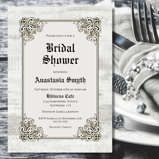 Ornate Border Vintage Bridal Shower Invitation (Creator Uploaded)
