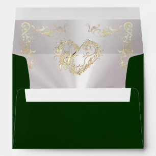 Ornate Borders & Heart Envelope - Emerald