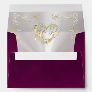 Ornate Borders & Heart Envelope - Plum