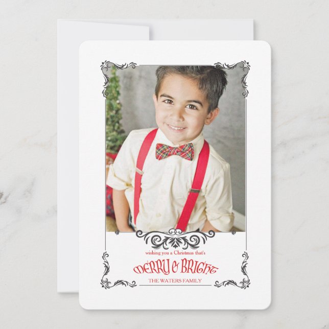 Ornate Bracket Holiday Photo Card (Front)