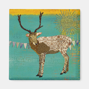 Ornate Bronze Buck Sunshine Teal Magnet