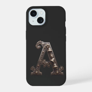 Ornate Bronze Letter A with Bells iPhone 15 Case