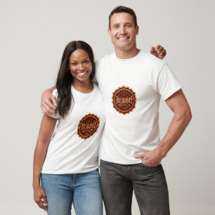 Ornate brown and orange logo T-Shirt
