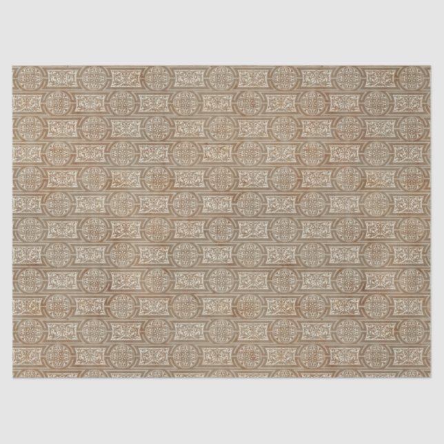 Ornate Brown Circles and Rectangles Decoupage Tissue Paper (Front)