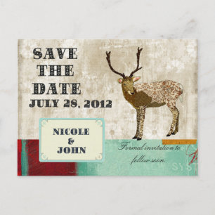 Ornate Buck Save the Date Vintage Postcard