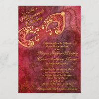 Ornate Burgundy Gold Masquerade Ball Wedding