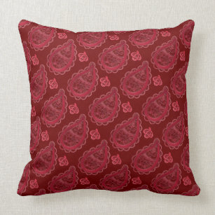 Red Paisley Decorative & Throw Cushions Burgundy Paisley Pattern Pillow