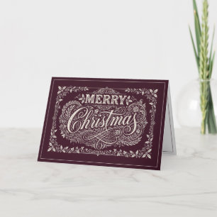 Ornate Burgundy Vintage Merry Christmas Holiday Card