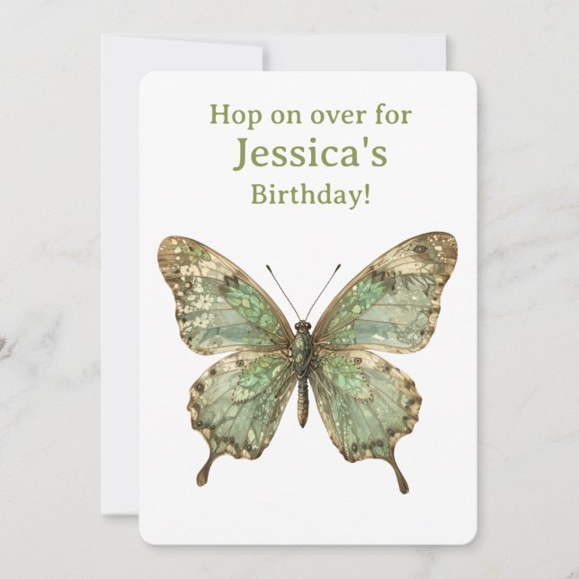 Ornate Butterfly with Leaf Pattern Wings Card (Front)