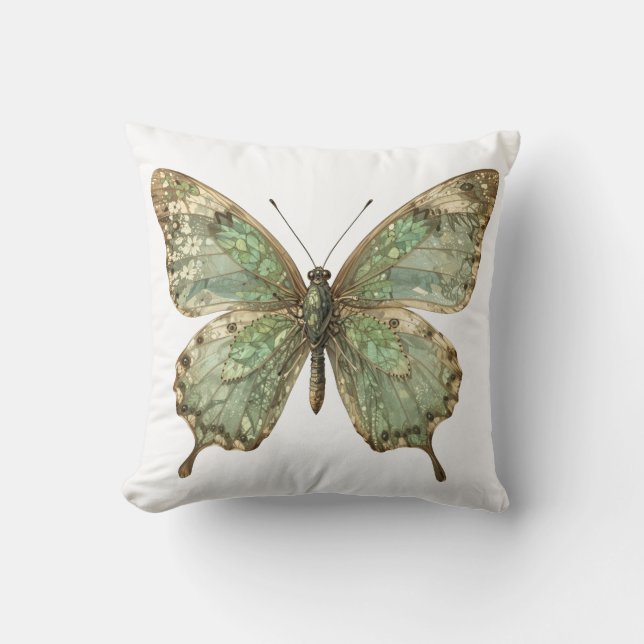 Ornate Butterfly with Leaf Pattern Wings Cushion (Front)