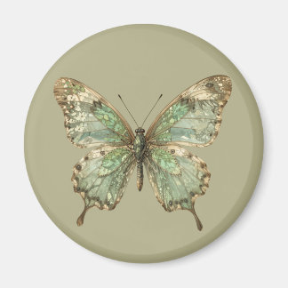 Ornate Butterfly with Leaf Pattern Wings Magnet