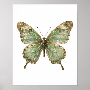 Ornate Butterfly with Leaf Pattern Wings Poster