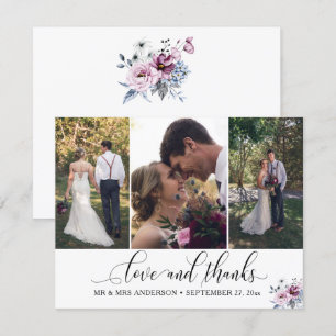 Ornate Calligraphy Thank You 3-Photo Wedding Card