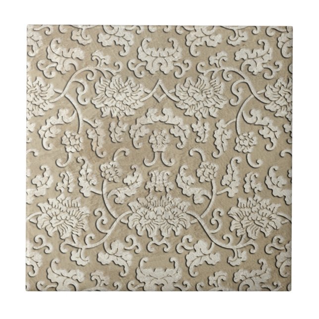 Ornate Carved Marble Tile (Front)