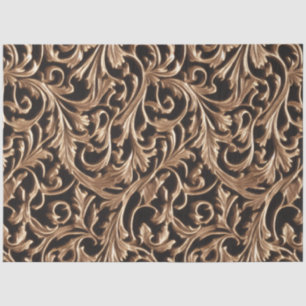 Ornate Carved Metal Baroque Floral Damask Tissue Paper