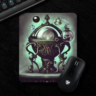 Ornate Cauldron with Green Crystal Ball and Orbs Mouse Mat