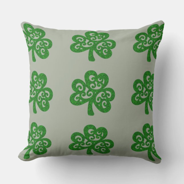Ornate Celtic Shamrock Outdoor Cushion (Front)