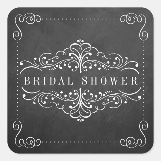 Ornate Chalkboard Bridal Shower Stickers (Front)