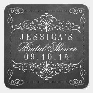Ornate Chalkboard Bridal Shower Stickers