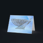 Ornate Chanukah Menorah Customisable Greeting Card<br><div class="desc">I drew a highly ornamented Chanukah menorah using pen and ink and then set it against a watercolor blue background using digital manipulation. This menorah features an elegant flow of a woman's robe - if you choose to see it that way.</div>