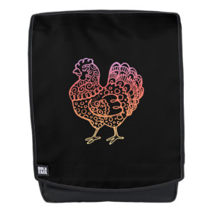 Ornate Chicken Line Art Backpack