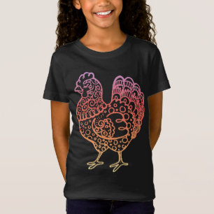 Ornate Chicken Lineart T-Shirt