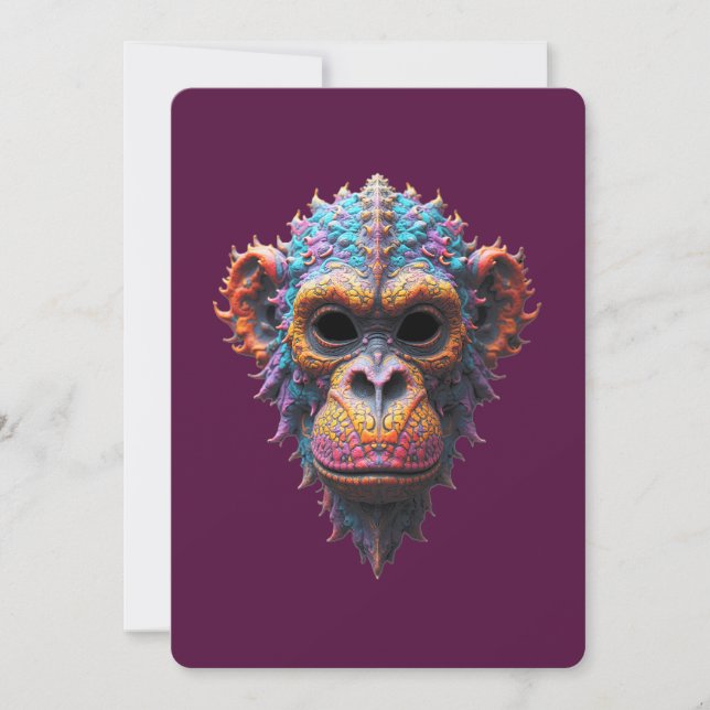 Ornate Chimp Mask Invitation (Front)