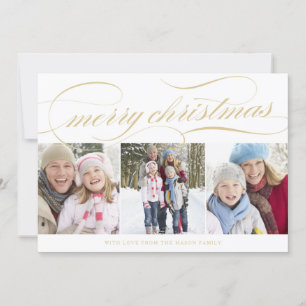 Ornate Christmas   Gold/White Holiday Card