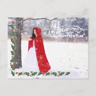 Ornate Christmas Greeting Holly Border Photo Holiday Postcard