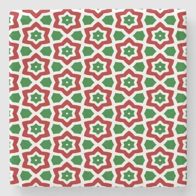 Ornate Christmas Pattern Stone Coaster (Front)
