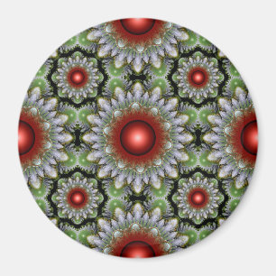 Ornate Christmas red pattern magnet