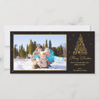 Ornate Christmas Tree Glitter Holiday Card
