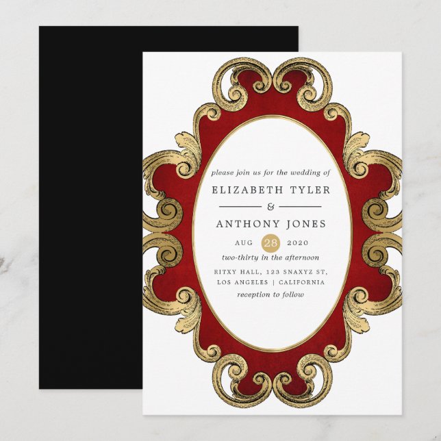 Ornate Christmas Vintage Gothic Baroque Wedding Invitation (Front/Back)