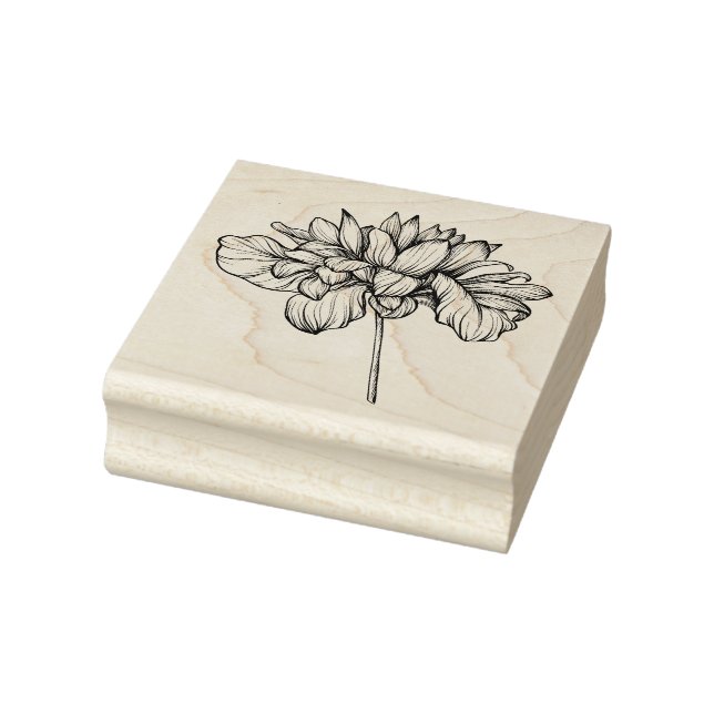 Ornate Chrysanthemum Flower Art Stem Rubber Stamp (Stamp)
