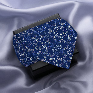 Ornate Classic Blue & White Mediterranean Azulejo Tie
