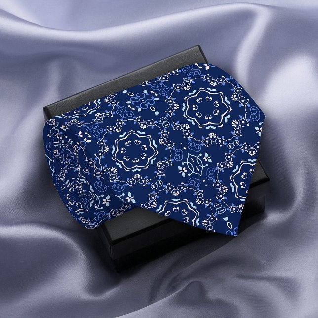 Ornate Classic Blue & White Mediterranean Azulejo Tie (Creator Uploaded)
