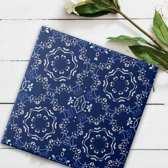 Ornate Classic Blue & White Mediterranean Azulejo Tile (Creator Uploaded)