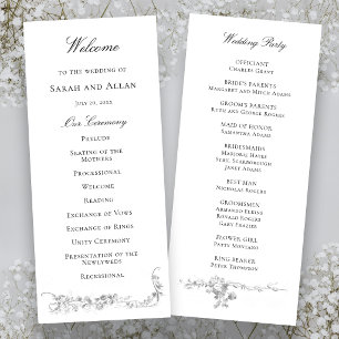 Ornate Classic French Rose Border Wedding Programme