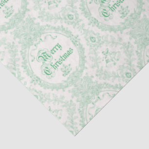 Ornate Classic Vintage Merry Christmas Green Toile Tissue Paper