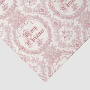 Ornate Classic Vintage Merry Christmas Red Toile Tissue Paper