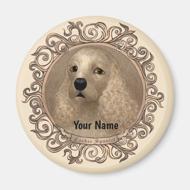 Ornate cocker spaniel custom name  magnet (Front)