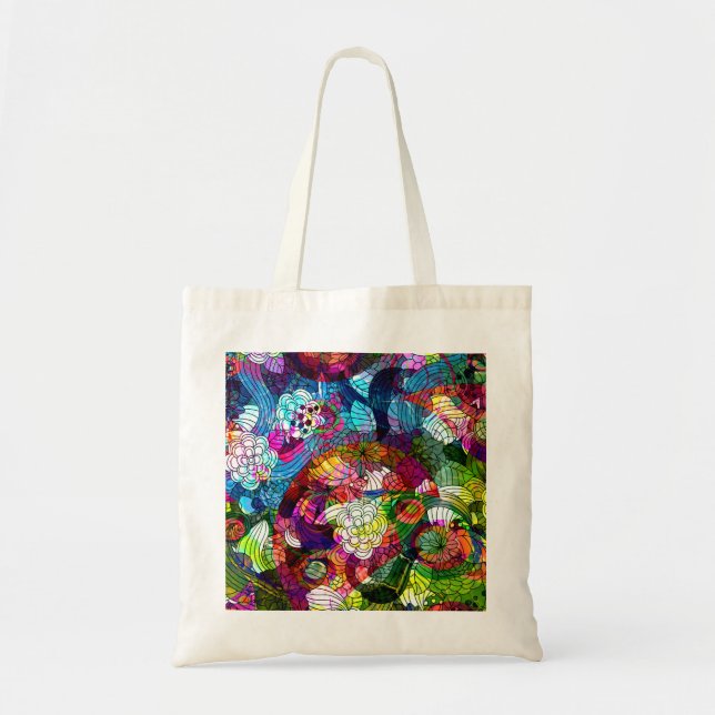 Ornate & Colourful Retro Flower Bag (Front)
