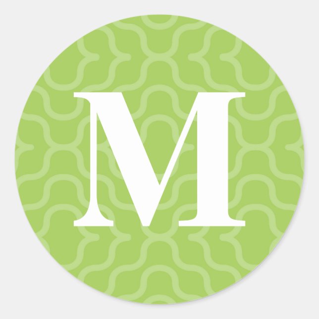 Ornate Contemporary Monogram - Letter M Classic Round Sticker (Front)